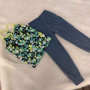 Gymboree Floral Jogger Set - Blue and Yellow